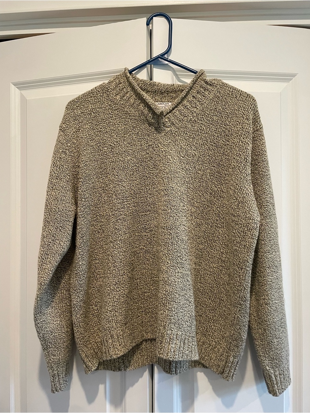 Women’s Heather Taupe Knit V‑Neck Sweater